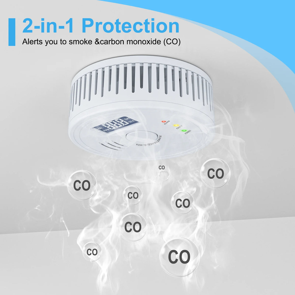 Battery Operated Smoke and Carbon Monoxide Detector Combo LED Indicators