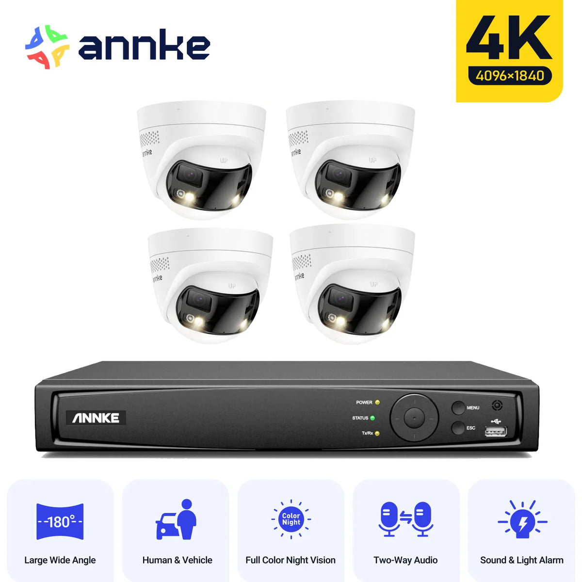 Annke 8mp 4k 180 Panoramic Dual Lens Cctv Camera System