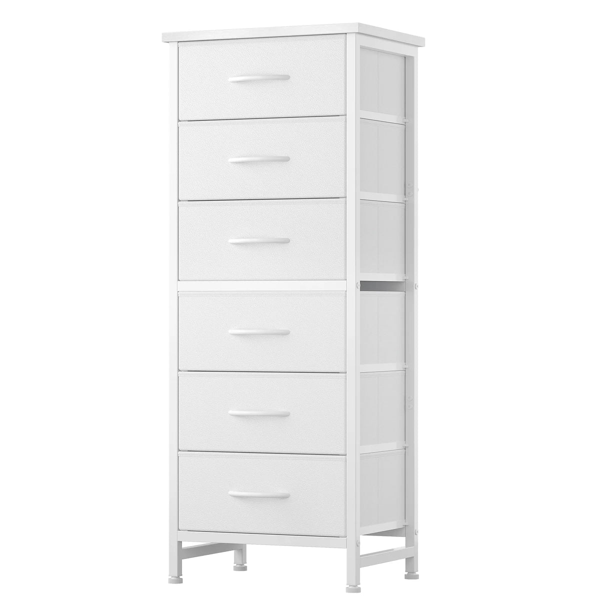 JHK 6 Fabric Drawer Dresser Wood Top Metal Frame Tower