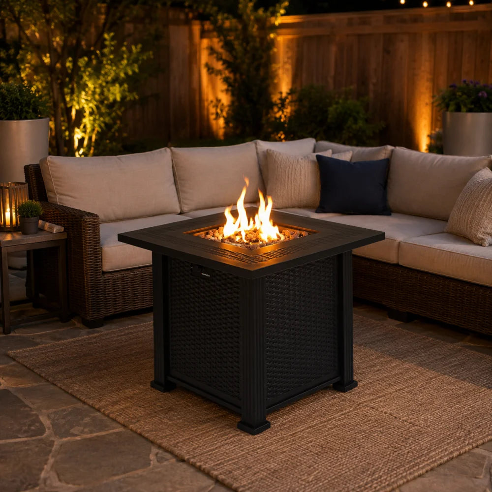 Modern Outdoor Propane Fire Pit Table With Lava Stones