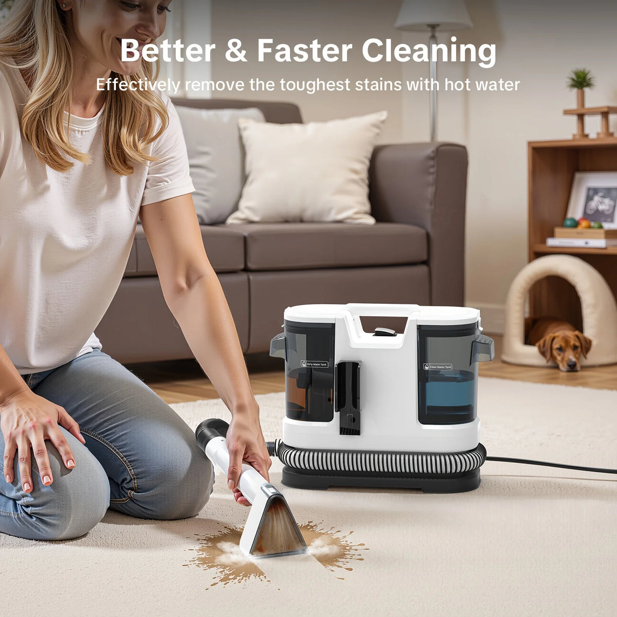 Lubluelu V8 Instant Heated Portable Carpet Cleaner With Self Cleaning