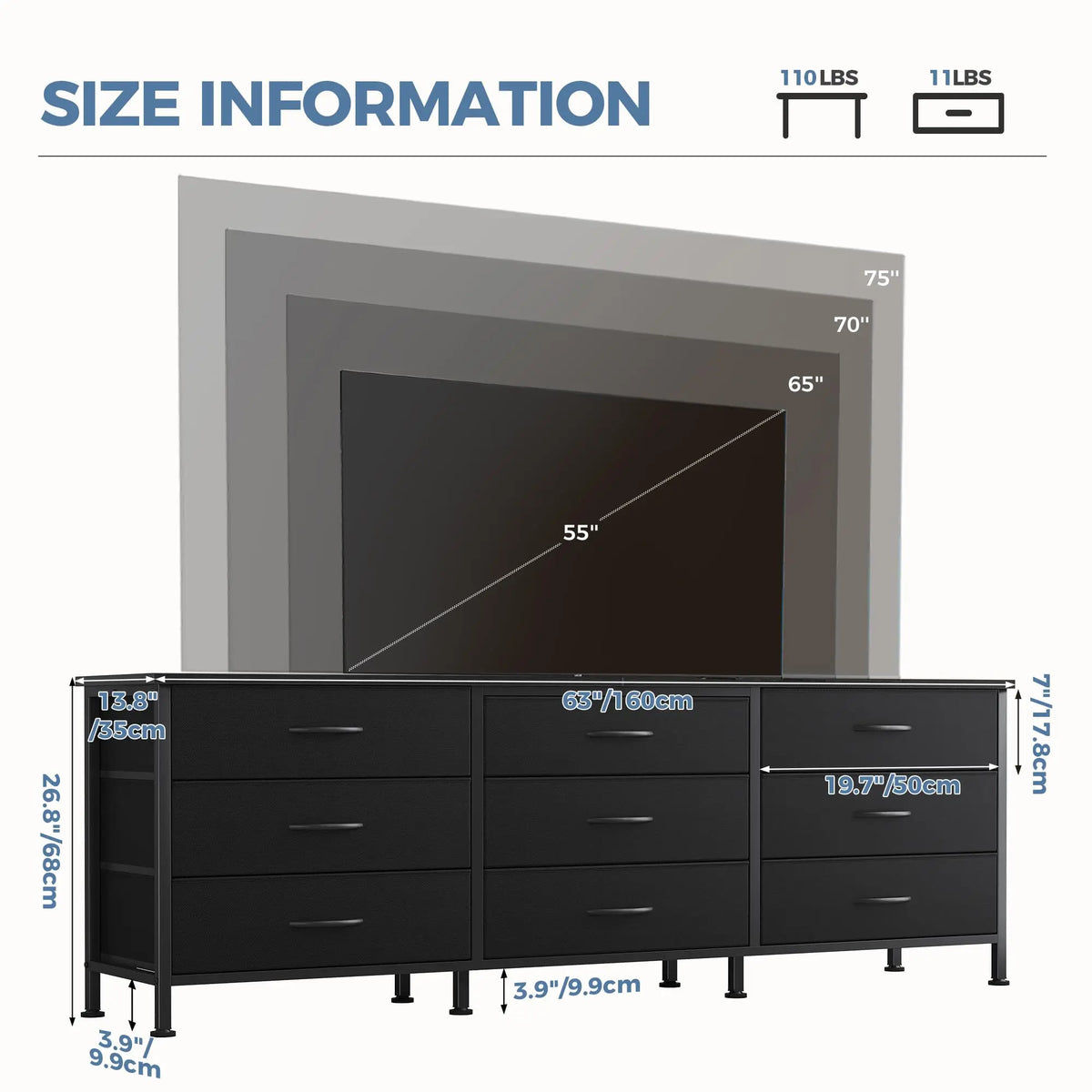 JHK Modern Living Room Entertainment Center With Drawers