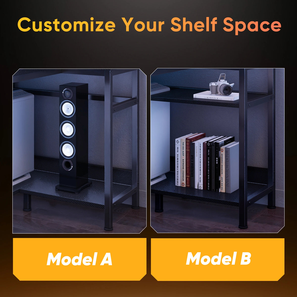 JHK L Shaped Computer Desk With Storage And LED Lights
