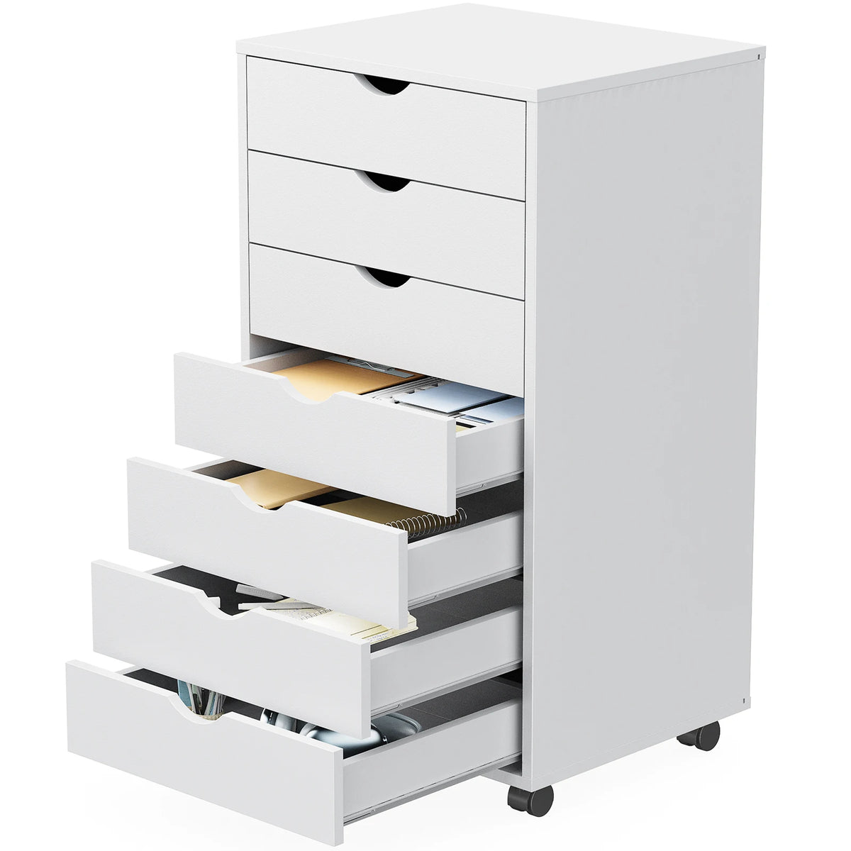 JHK 7 Drawer Wooden Rolling Storage Cabinet With Wheels