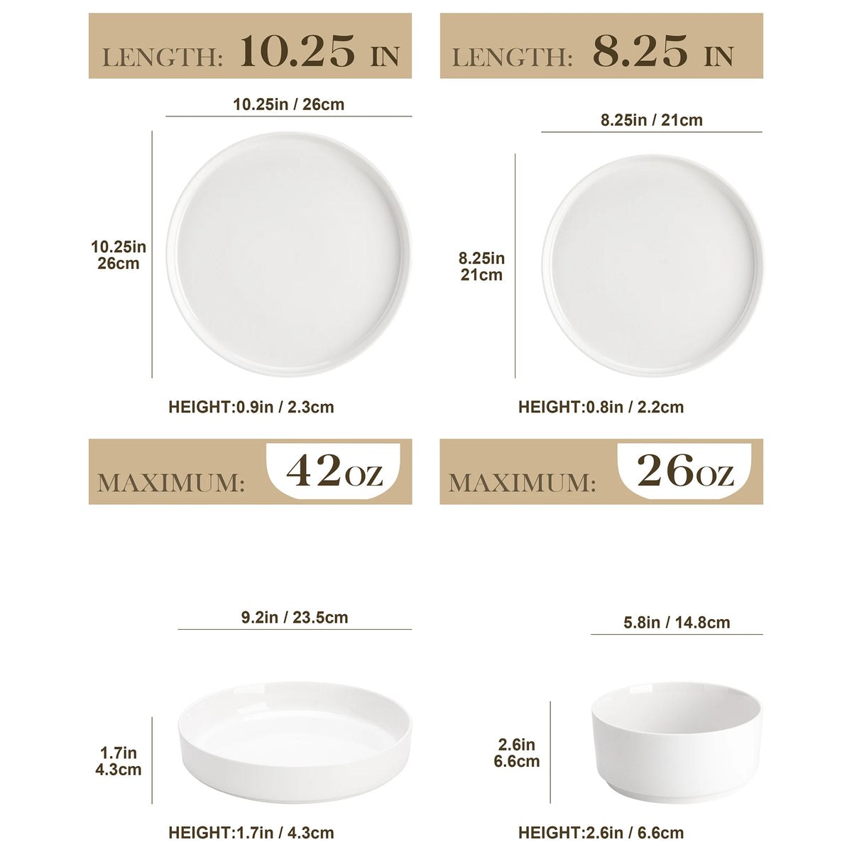 Malacasa Premium Ceramic Dinner Plate Set With Bowls