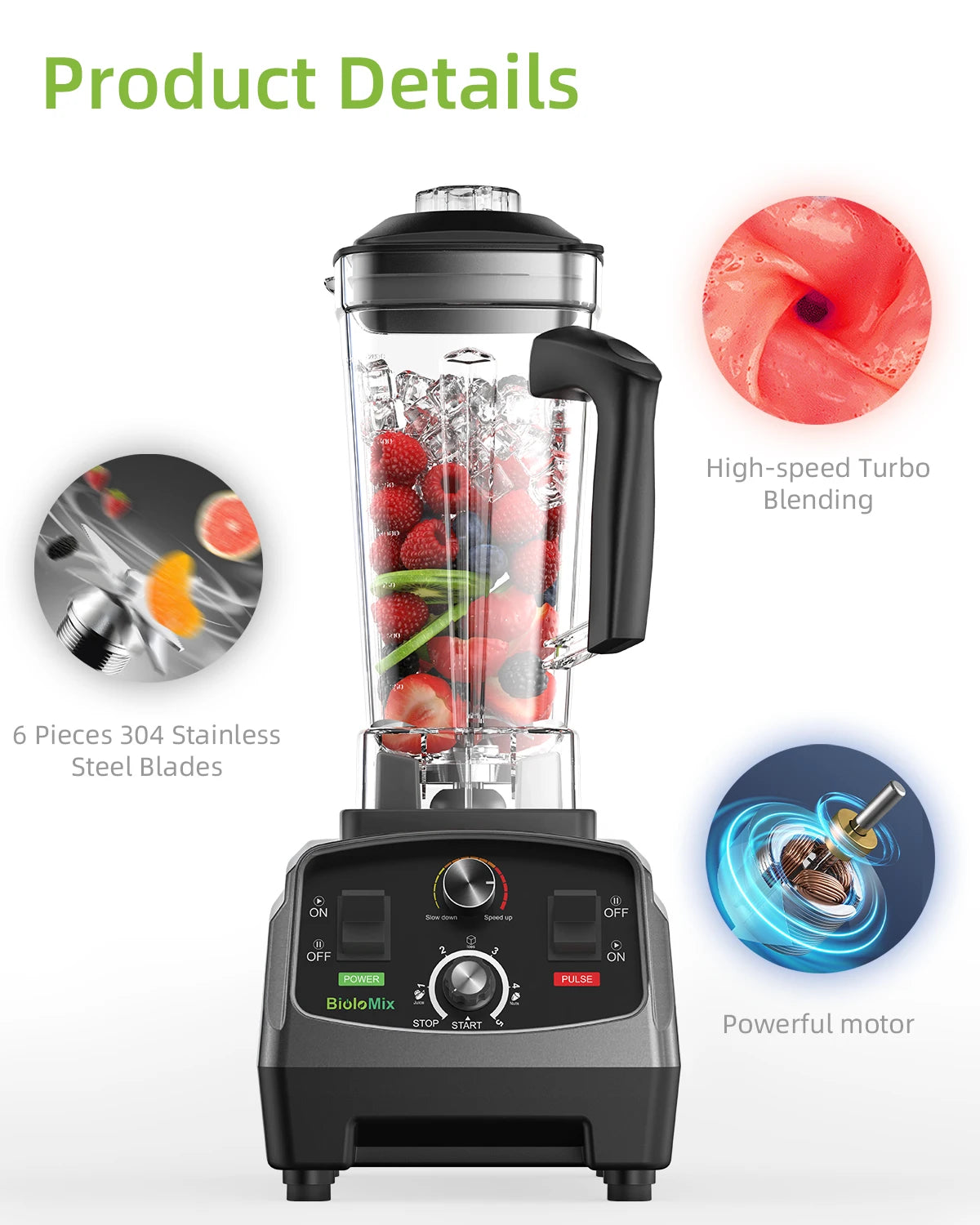 Biolomix Heavy Duty Commercial Timer Blender And Food Processor