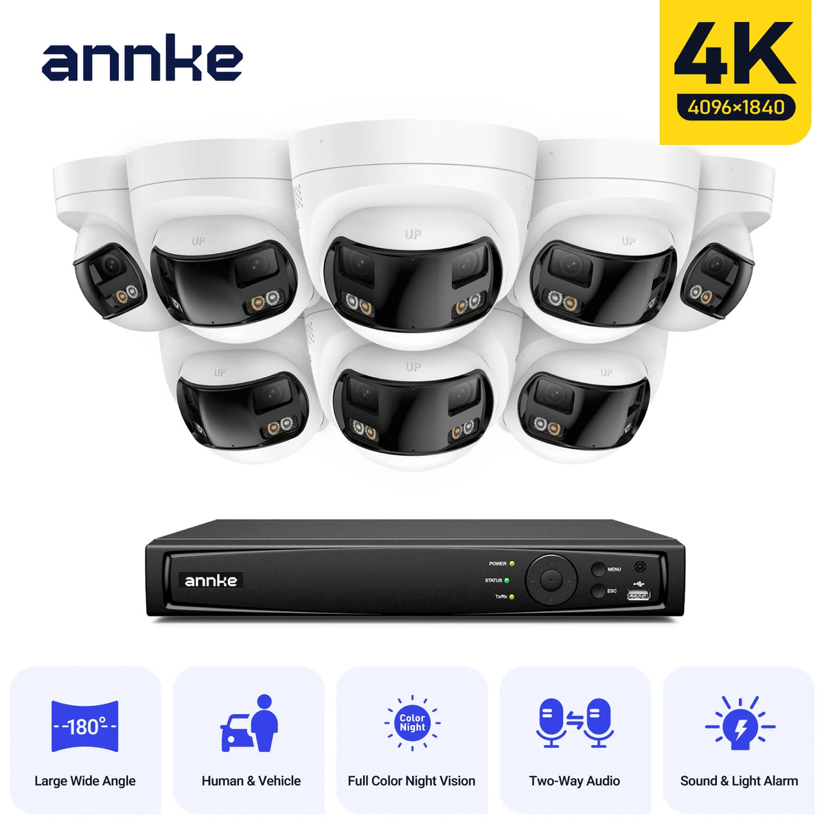 Annke 8mp 4k 180 Panoramic Dual Lens Cctv Camera System