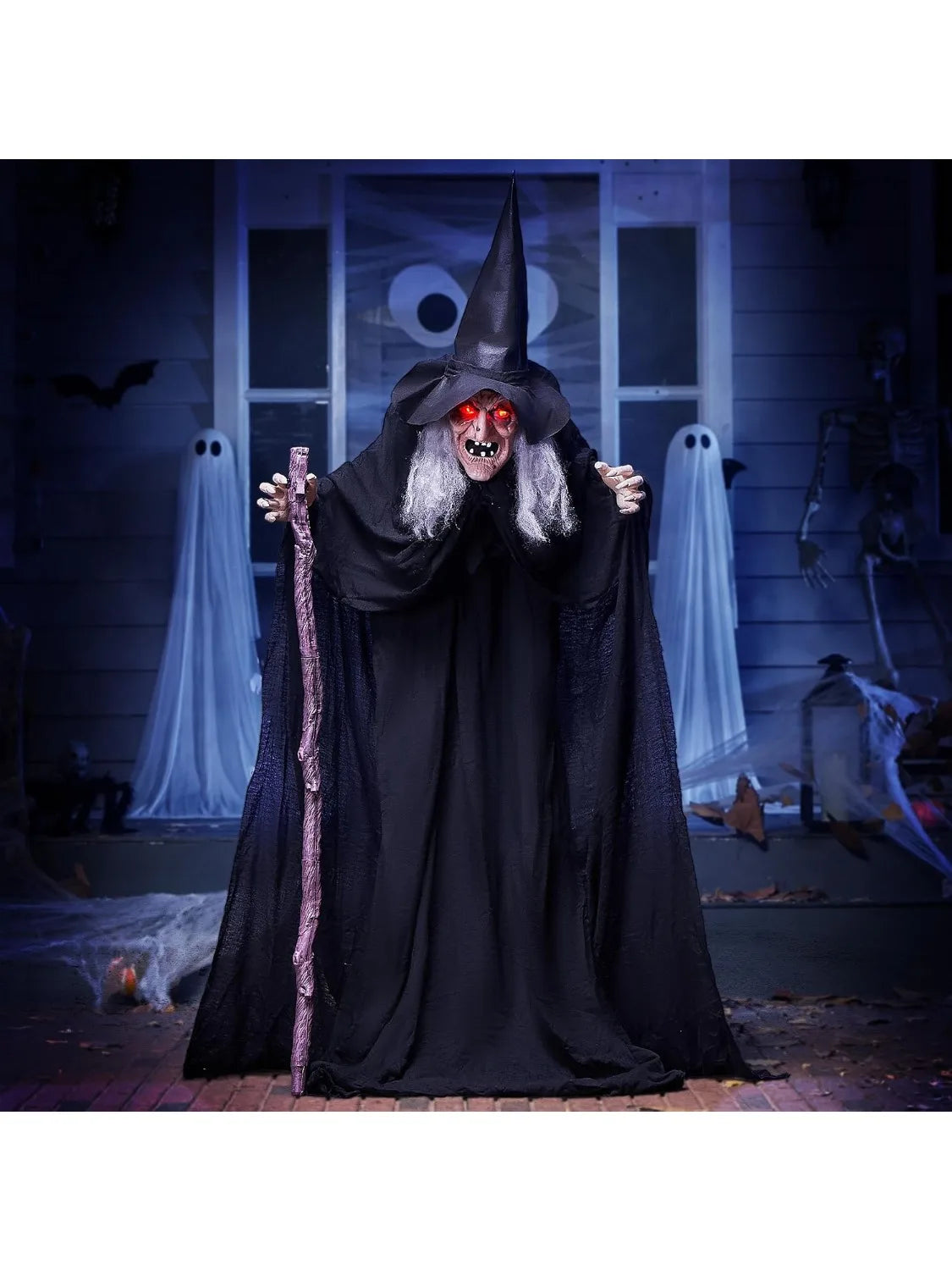 Joyfy Animated Witch Outdoor Halloween Decoration With Lights And Sounds