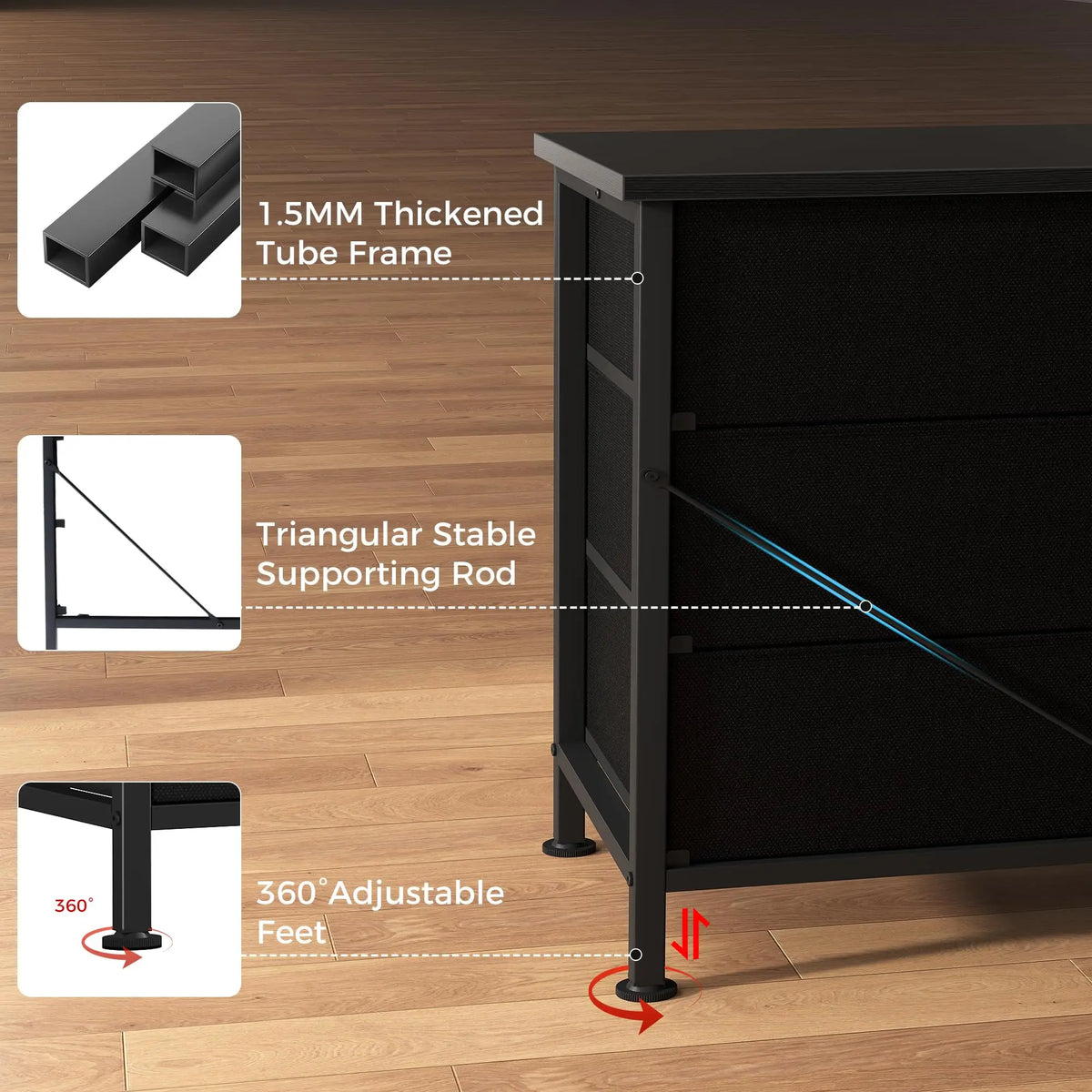 JHK Modern Living Room Entertainment Center With Drawers