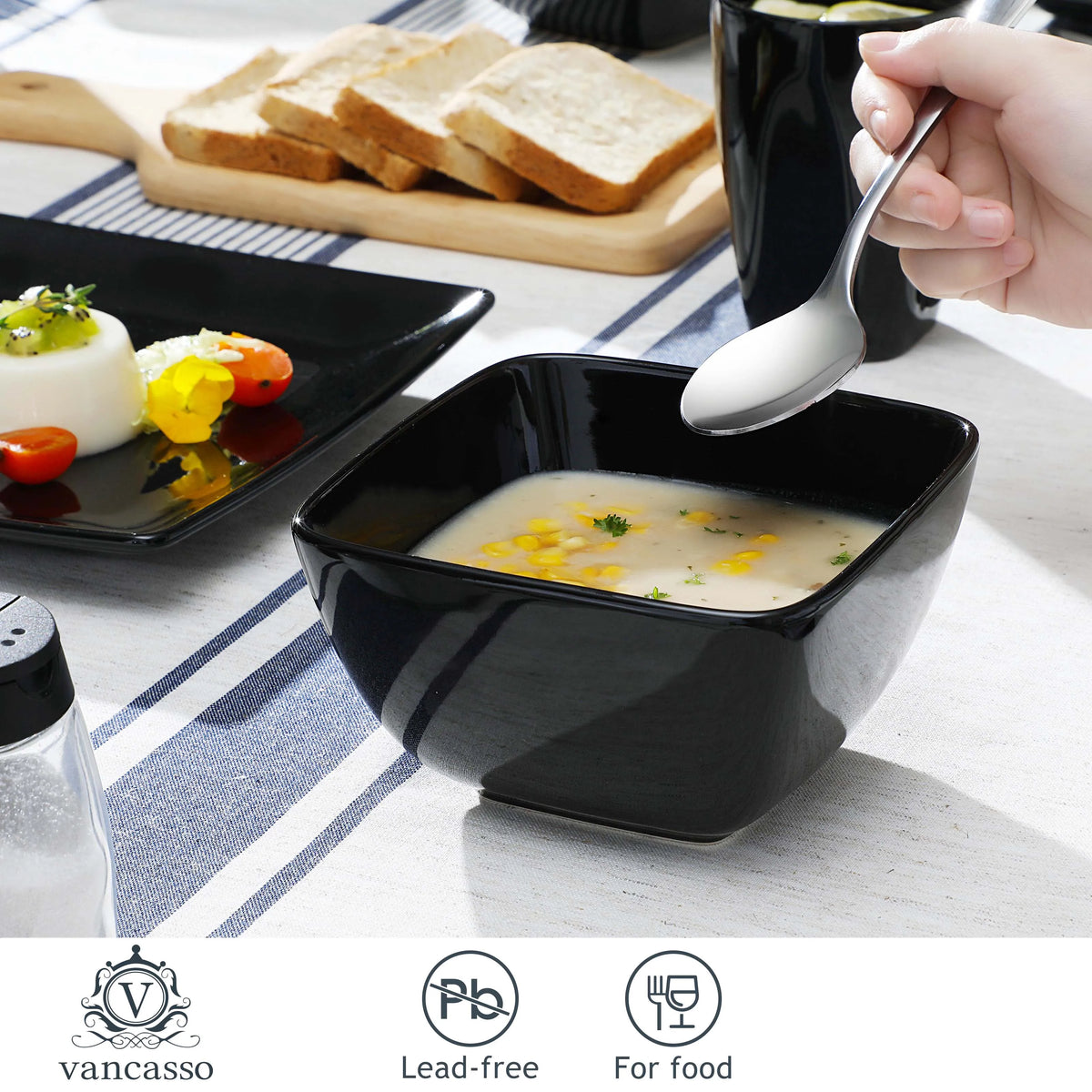 Malacasa Square Porcelain Dinnerware Set For Elegant Home Dining