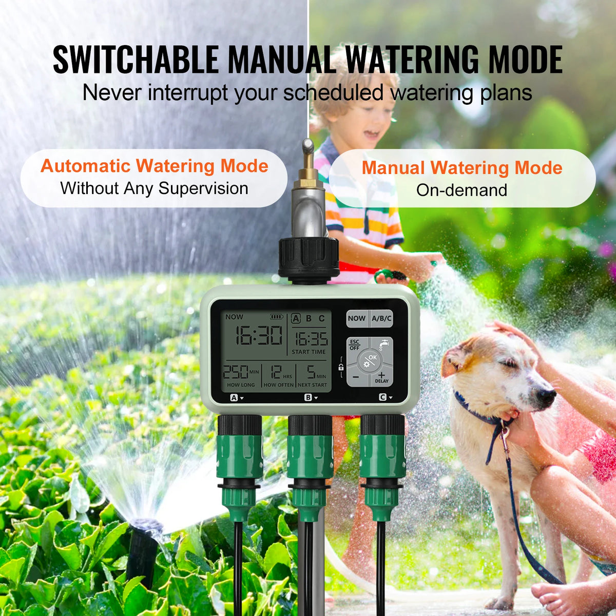 SucceBuy 3 Outlet Water Timer With LCD Display For Sprinklers