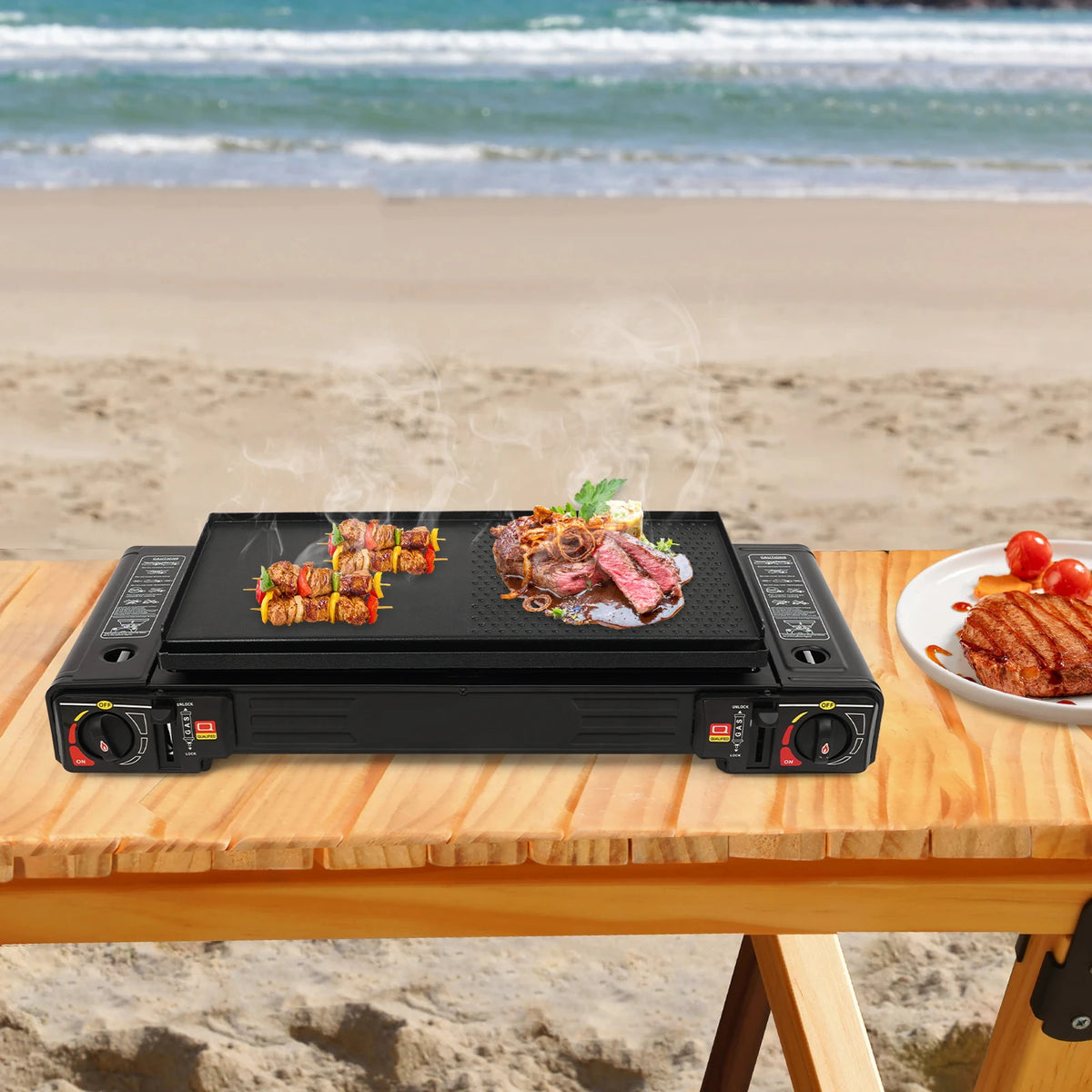Portable Camping Gas Stove With Grill Tray And Carrying Case