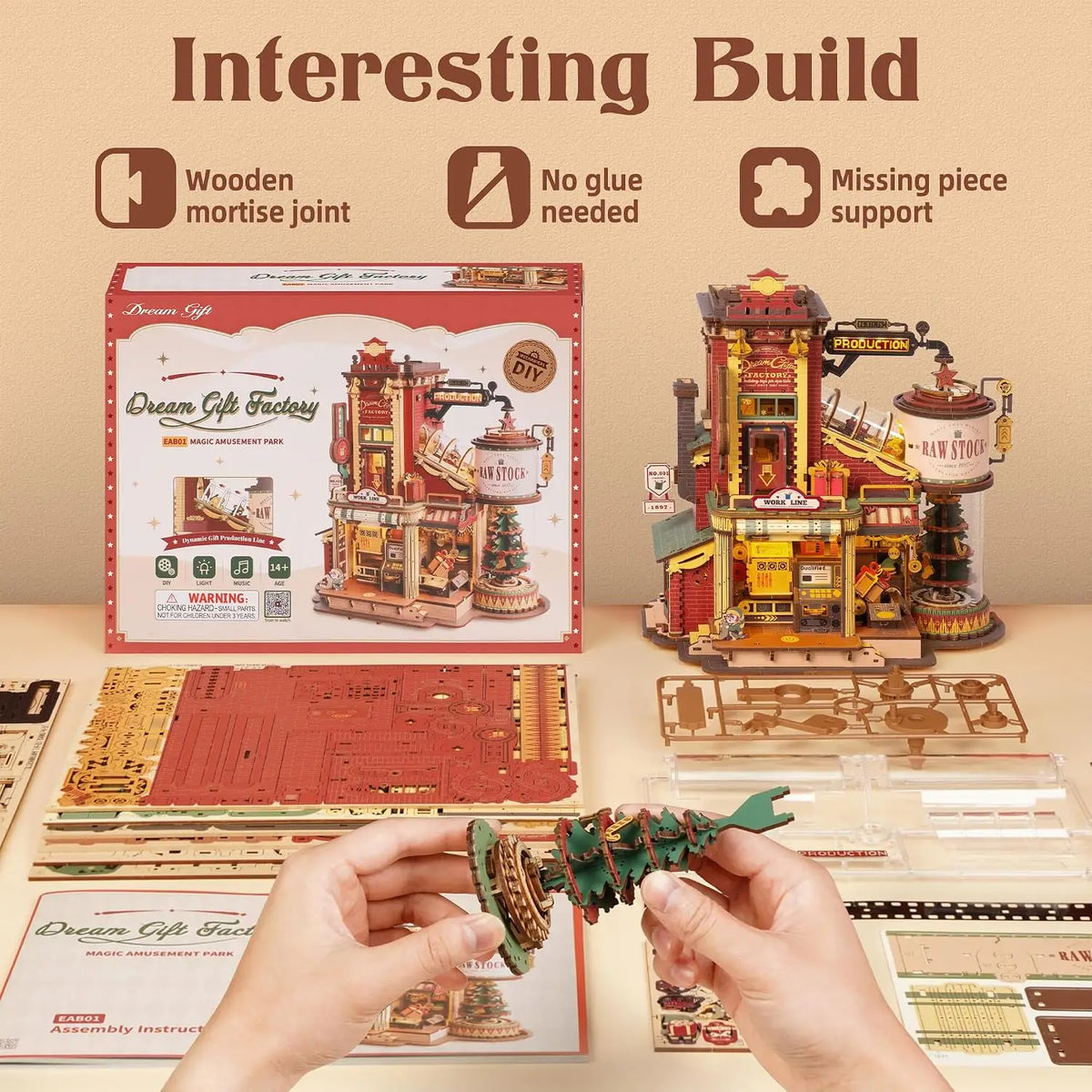 Robotime Wooden Music Box Christmas Dream 3D Puzzle Adult Gift
