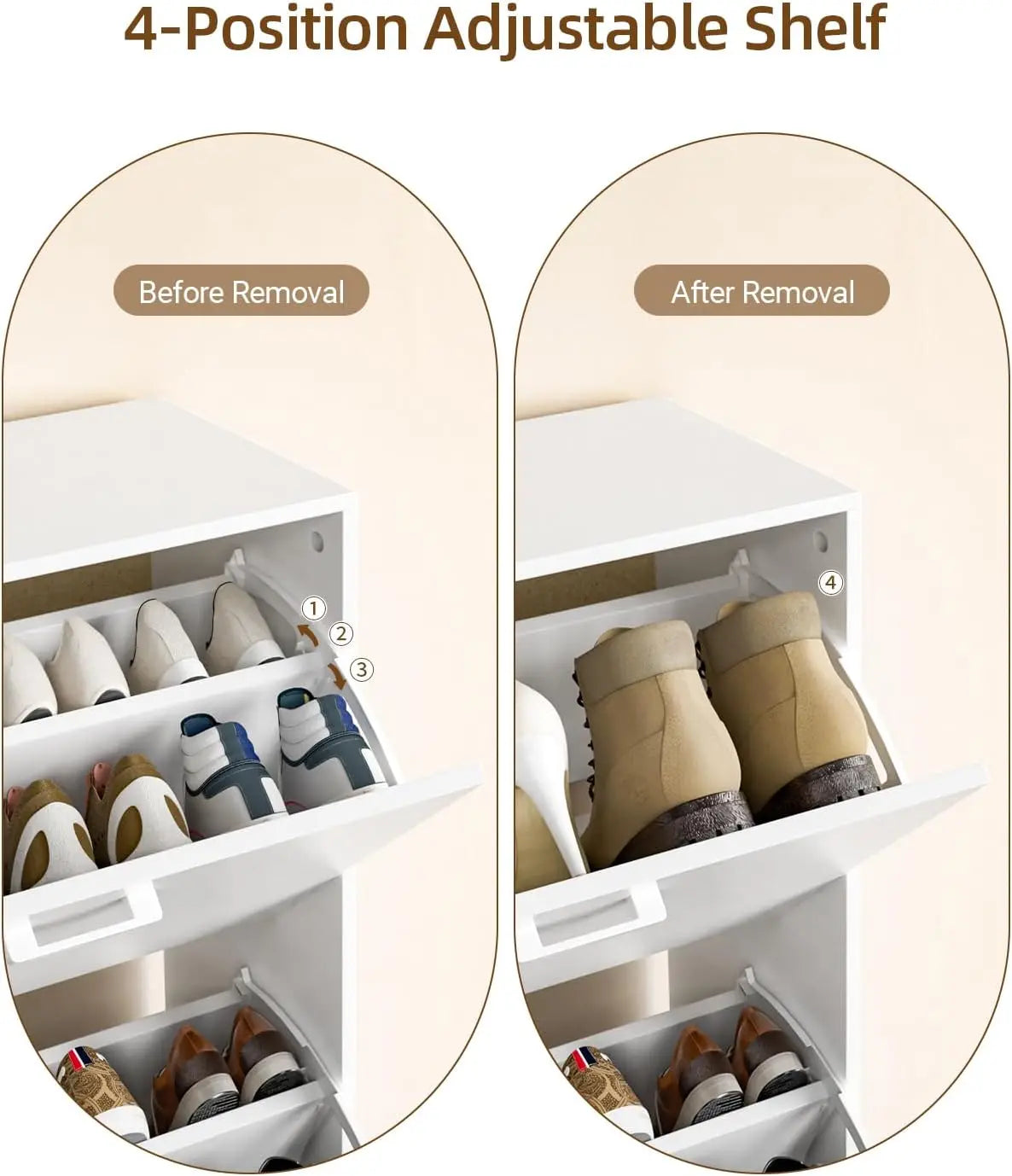 Wooden Freestanding Shoe Cabinet With Flip Drawer Storage