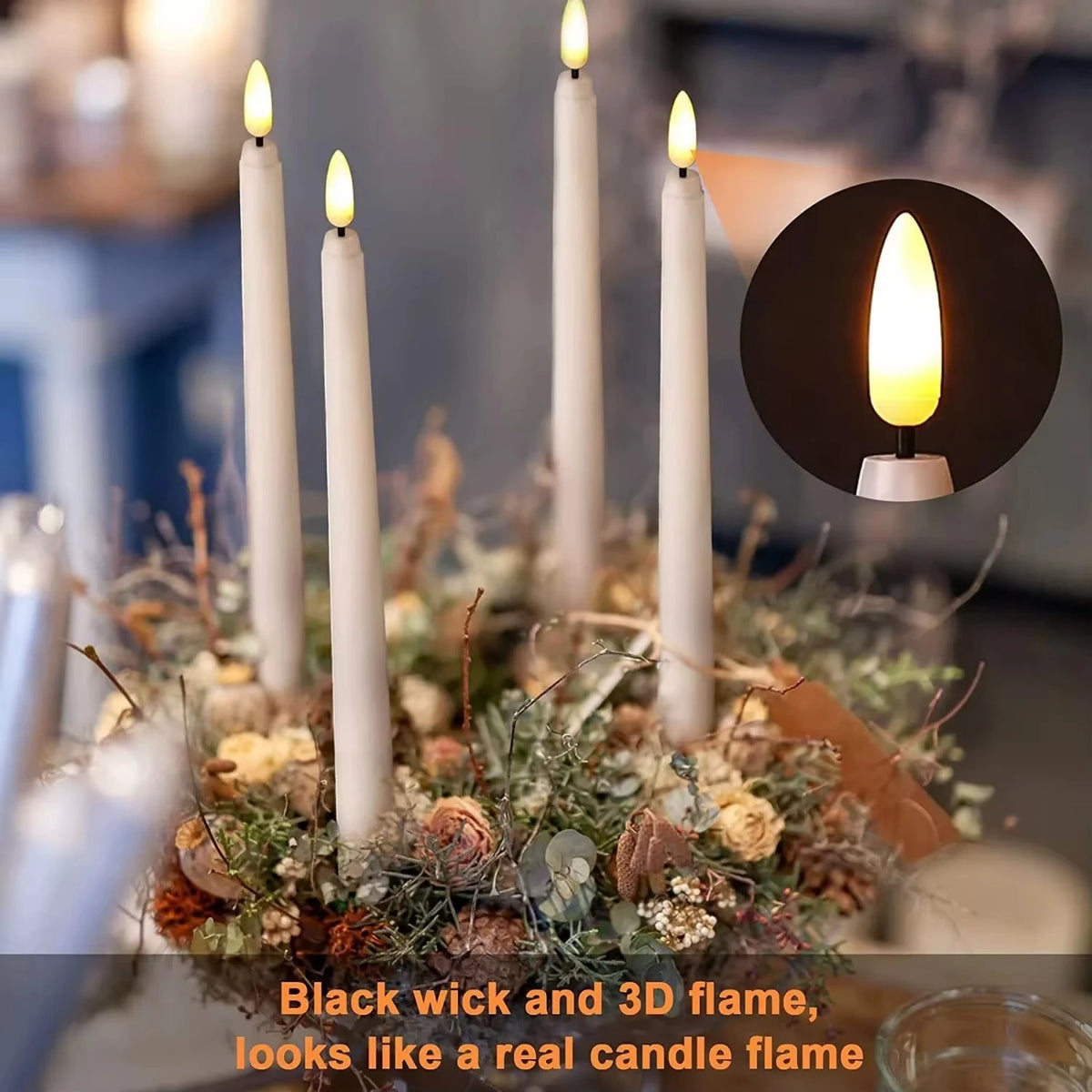 LED Flameless Taper Candles With Remote Flickering Battery Operated Decor