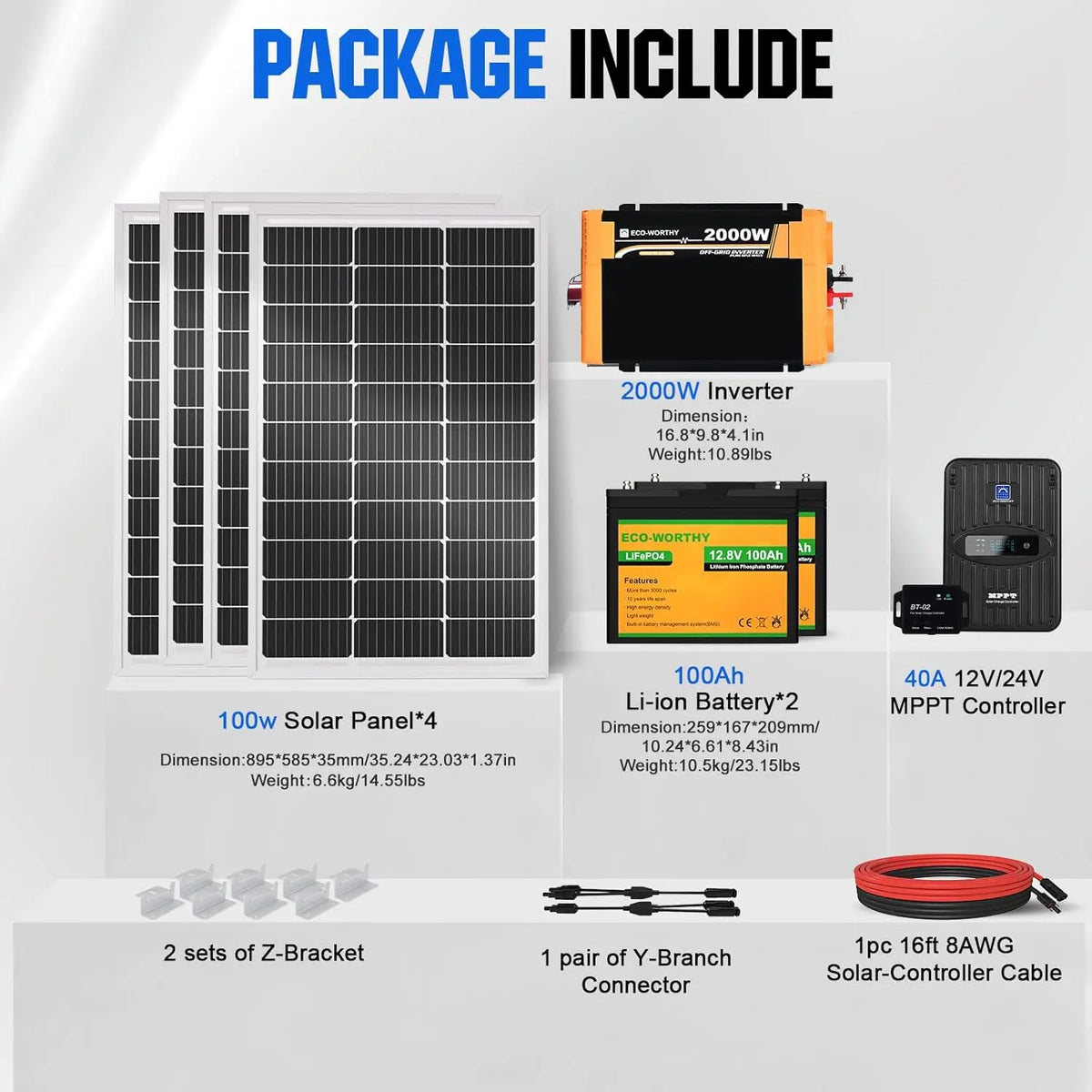 ECO-WORTHY Off Grid Solar Kit With MPPT Controller And Batteries