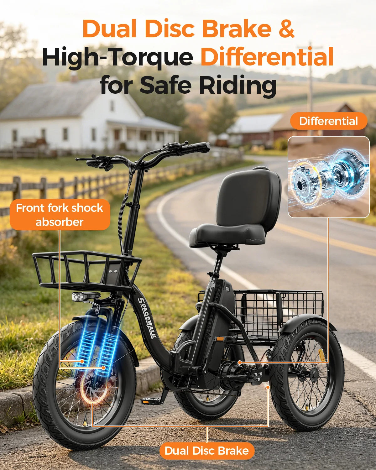Eilleo Spacewalk Premium Folding Electric Trike For Adults