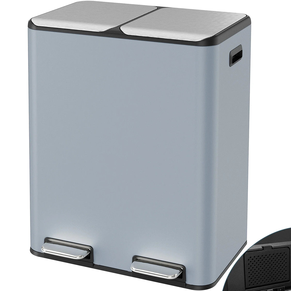 Dual Stainless Steel Step Trash Can With Built In Filter
