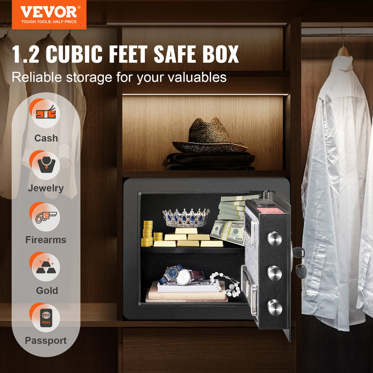 SucceBuy Electronic Safe Box With Digital Keypad And Override Keys