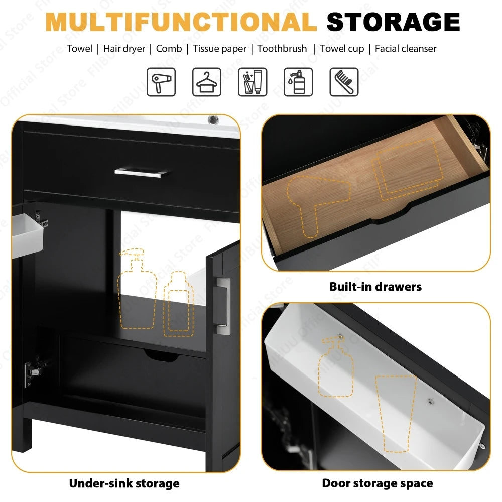 Slofy Bathroom Vanity With Ceramic Sink And Soft Close Storage