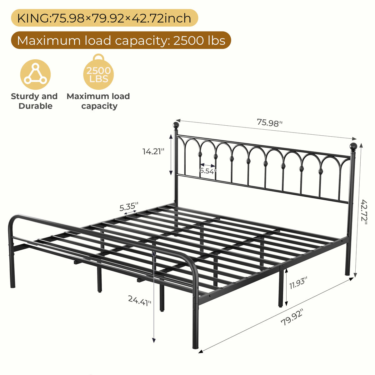 JHK Heavy Duty Metal Platform Bed Frame With Enhanced Stability