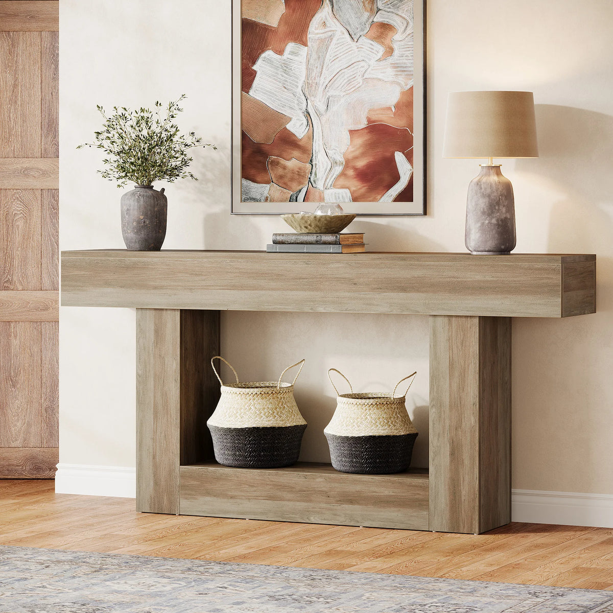 Tribesigns Farmhouse Console Table With Sturdy U Shaped Base