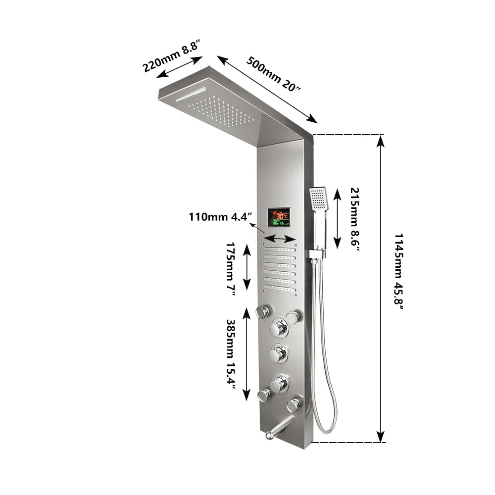 Mekkhala Led Shower Panel Set With Digital Display Body Jets