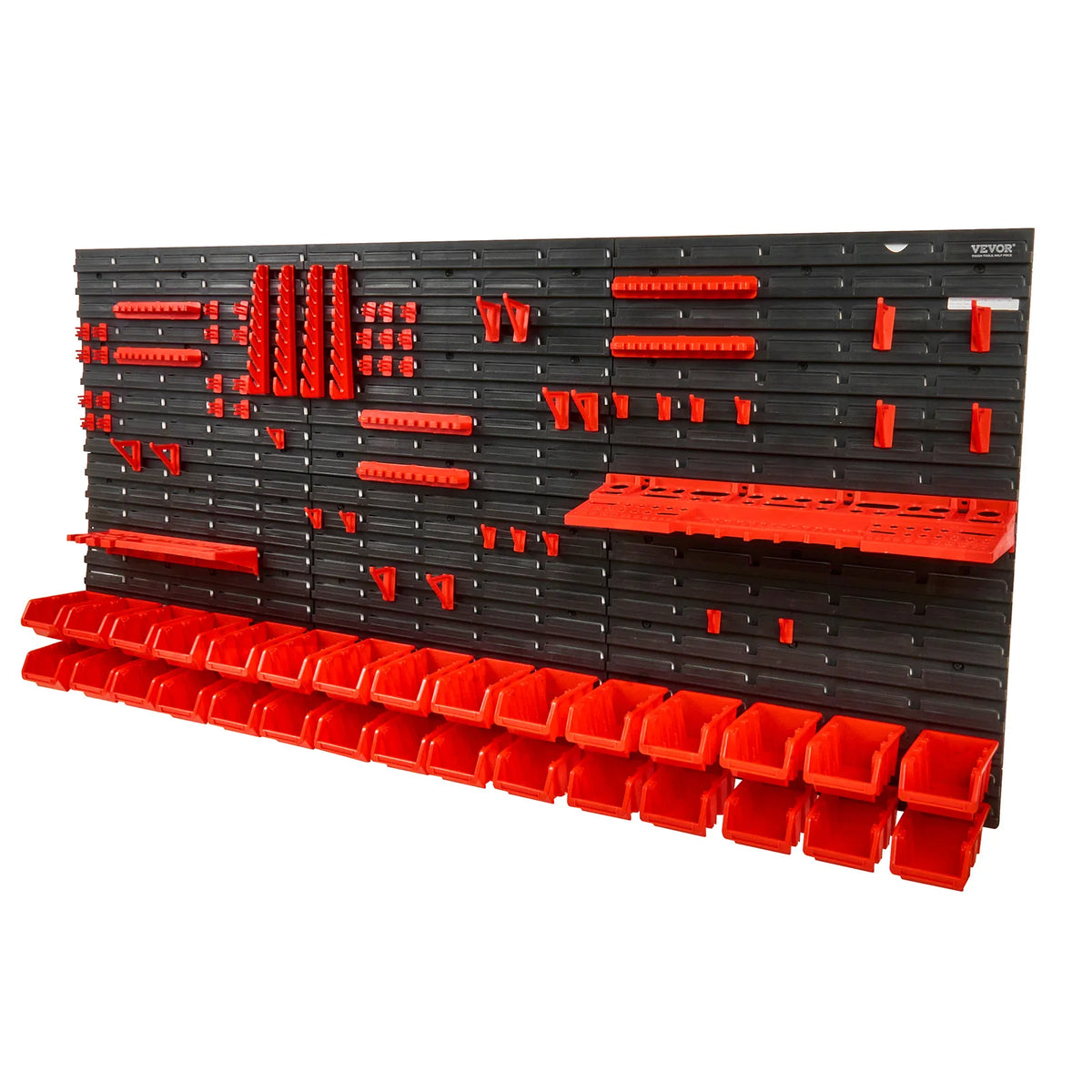 SucceBuy Wall Mounted Plastic Storage Bins Parts Rack Organizer