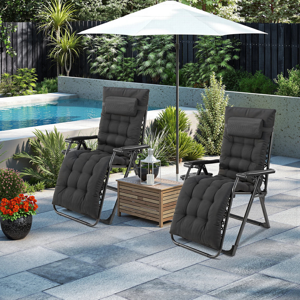 JHK Zero Gravity Recliner Folding Patio Lounge Chair Cup Holder