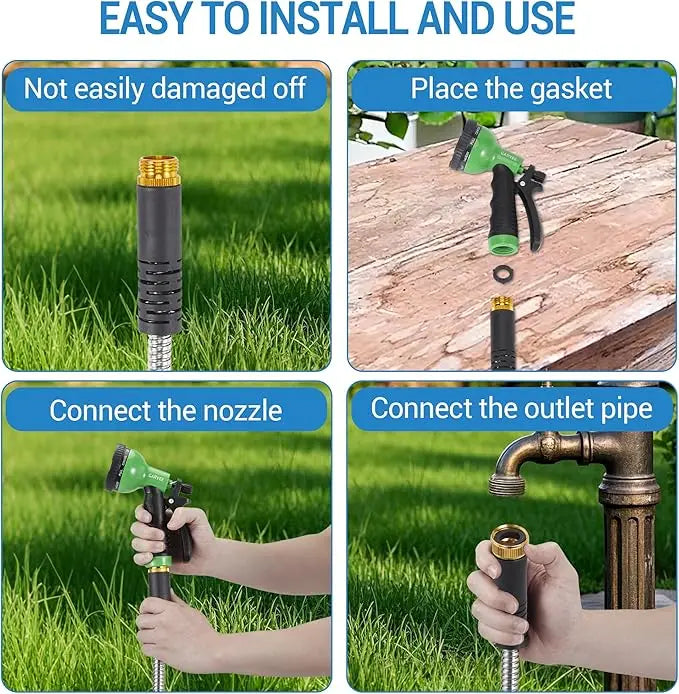 Heavy Duty Stainless Steel Garden Hose With Brass Fittings