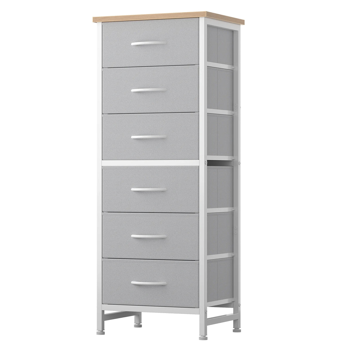JHK 6 Fabric Drawer Dresser Wood Top Metal Frame Tower