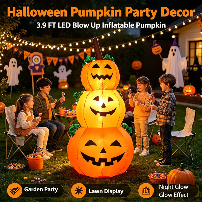 LED Inflatable Stacked Pumpkin Halloween Yard Decoration