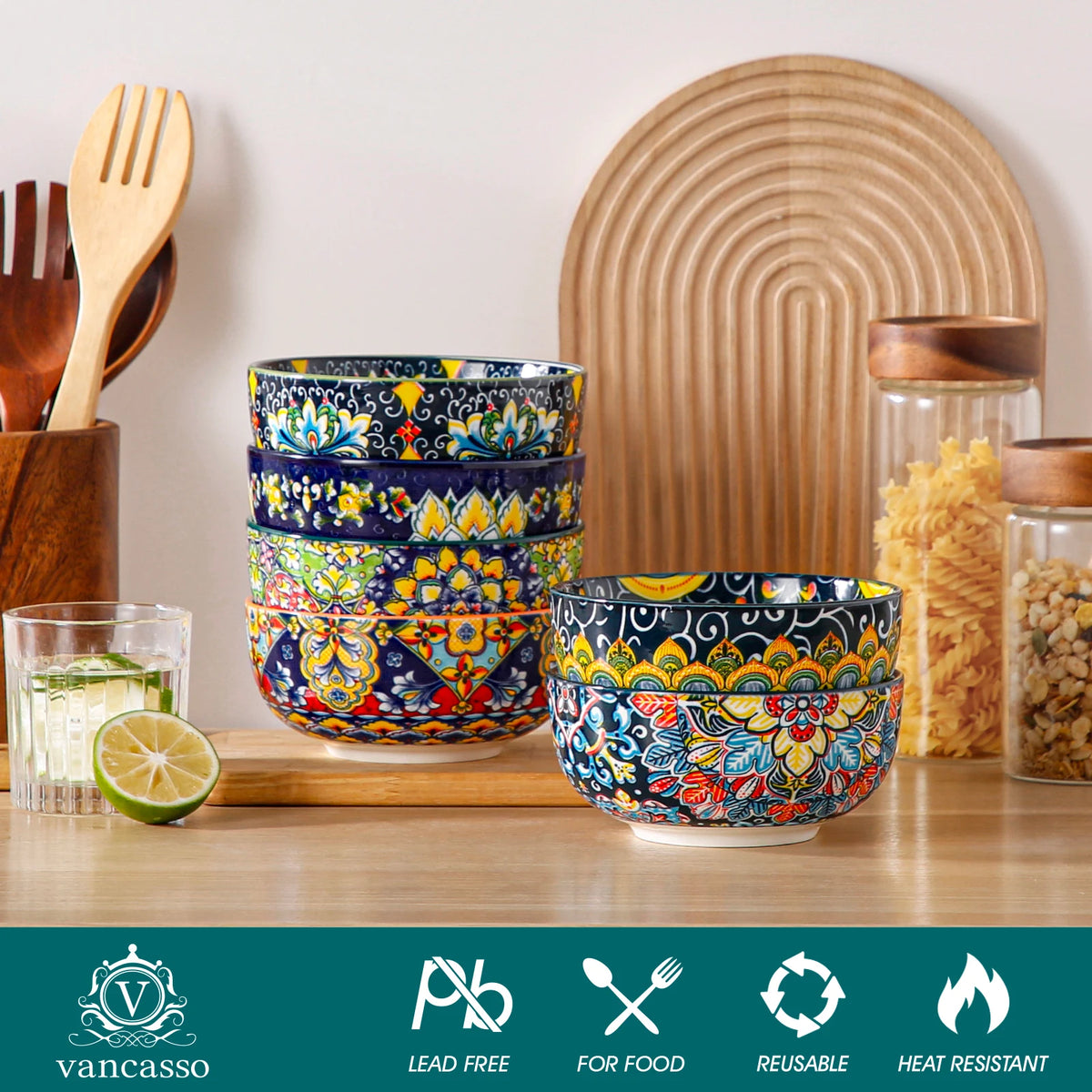 Malacasa Porcelain Cereal Bowl Set Featuring Elegant Floral Design