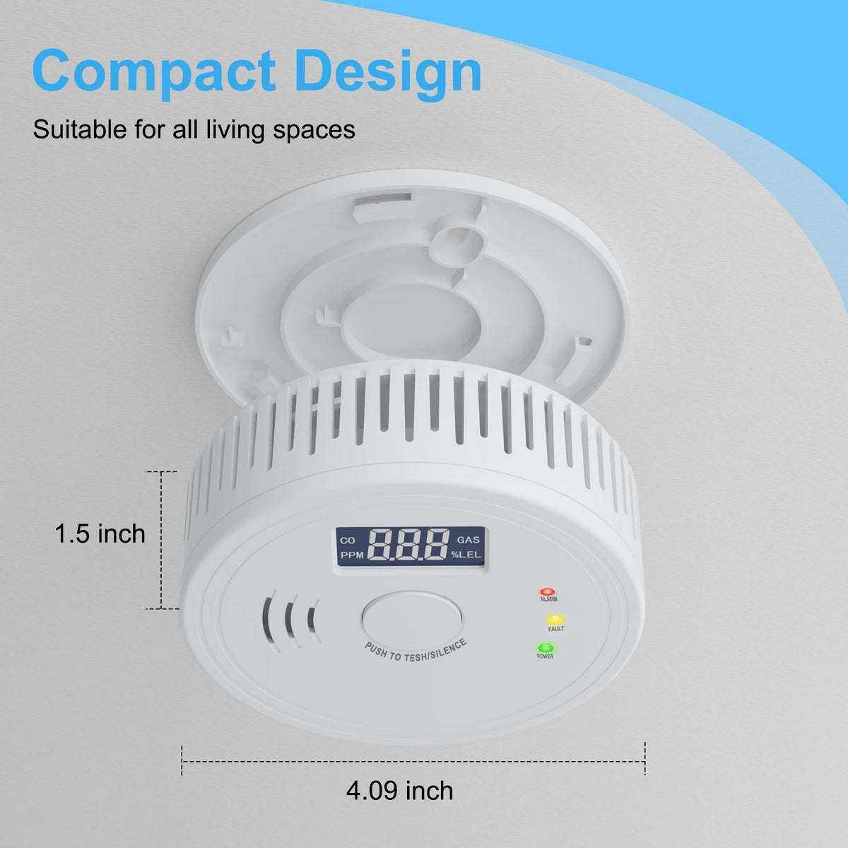 Battery Operated Smoke and Carbon Monoxide Detector Combo LED Indicators