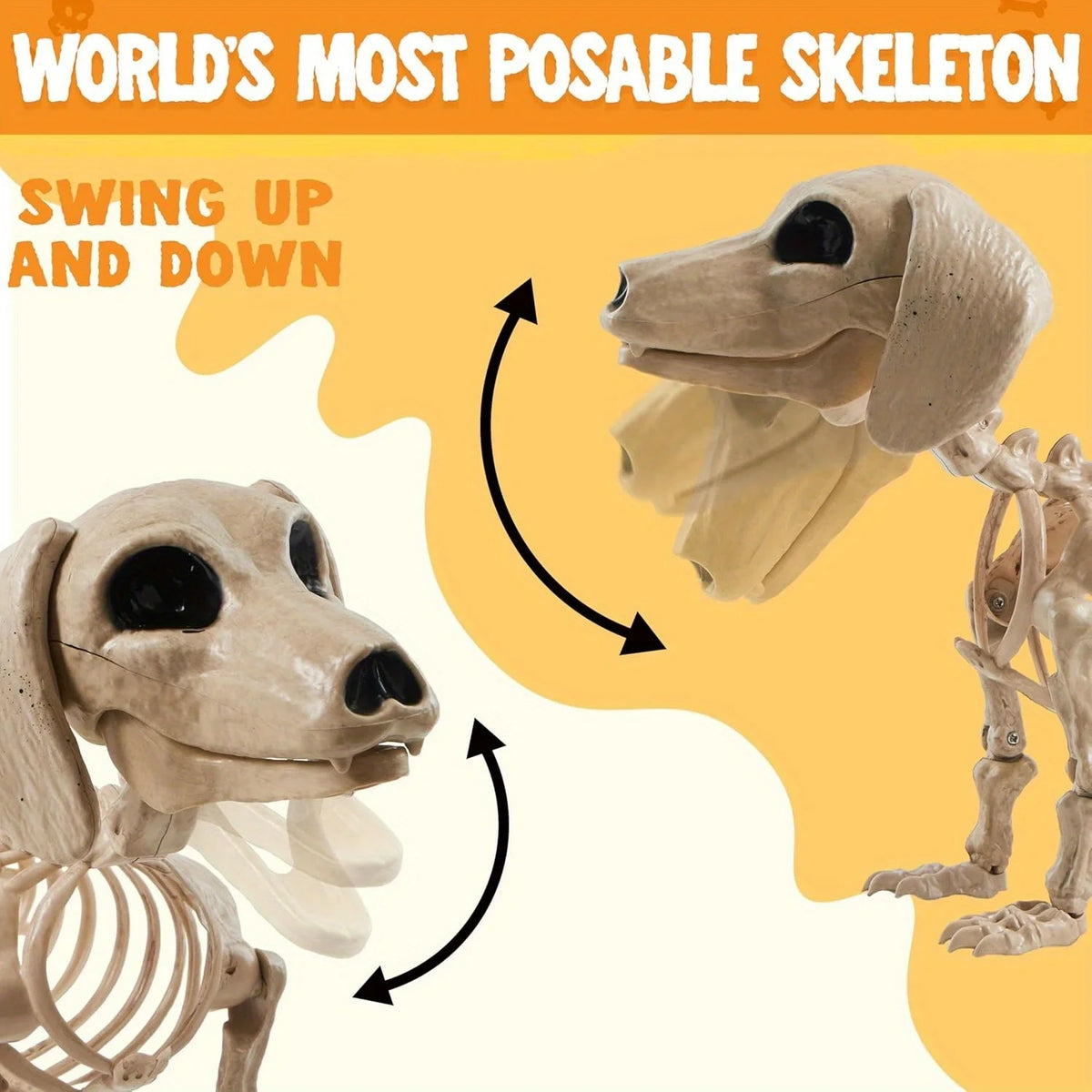 Posable Wiener Dog Skeleton Halloween Decoration With Movable Joints