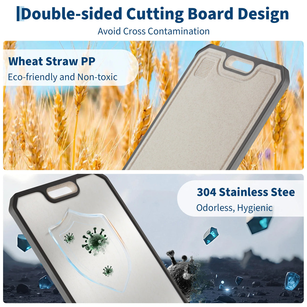 Double Sided Stainless Steel Cutting Board For Meat And Vegetables