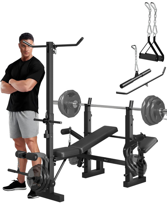 HiMISS Foldable Weight Bench With Leg Developer For Home Workouts
