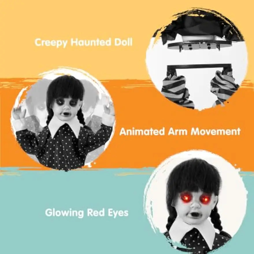 Joyfy Halloween Animatronic Ghost Doll With Glowing Eyes