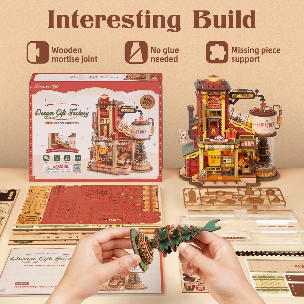 Robotime Wooden Music Box Christmas Dream 3D Puzzle Adult Gift