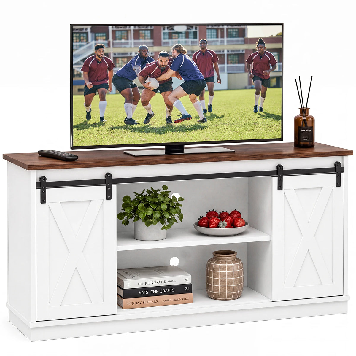 MCQ Wooden TV Console Cabinet Storage Shelves Living Room Furniture