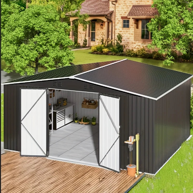 VIWAT Heavy Duty Metal Outdoor Storage Shed With Lockable Door