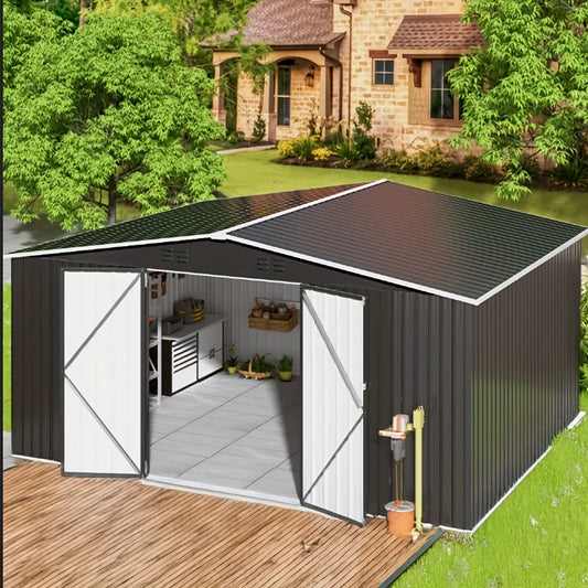 VIWAT Heavy Duty Metal Outdoor Storage Shed With Lockable Door