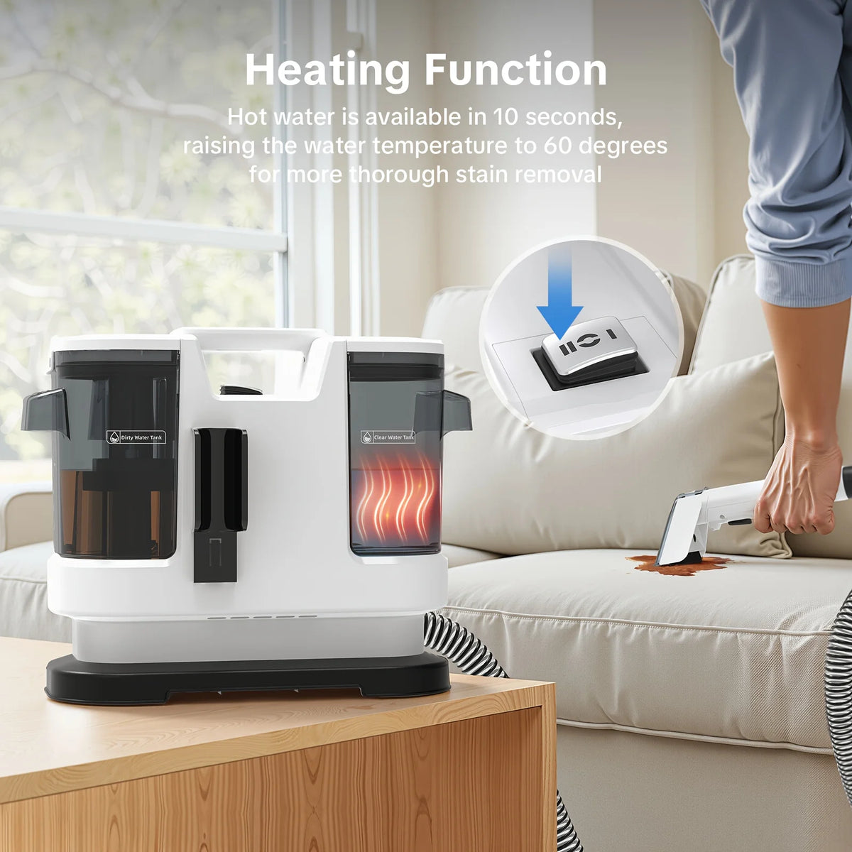 Lubluelu V8 Instant Heated Portable Carpet Cleaner With Self Cleaning