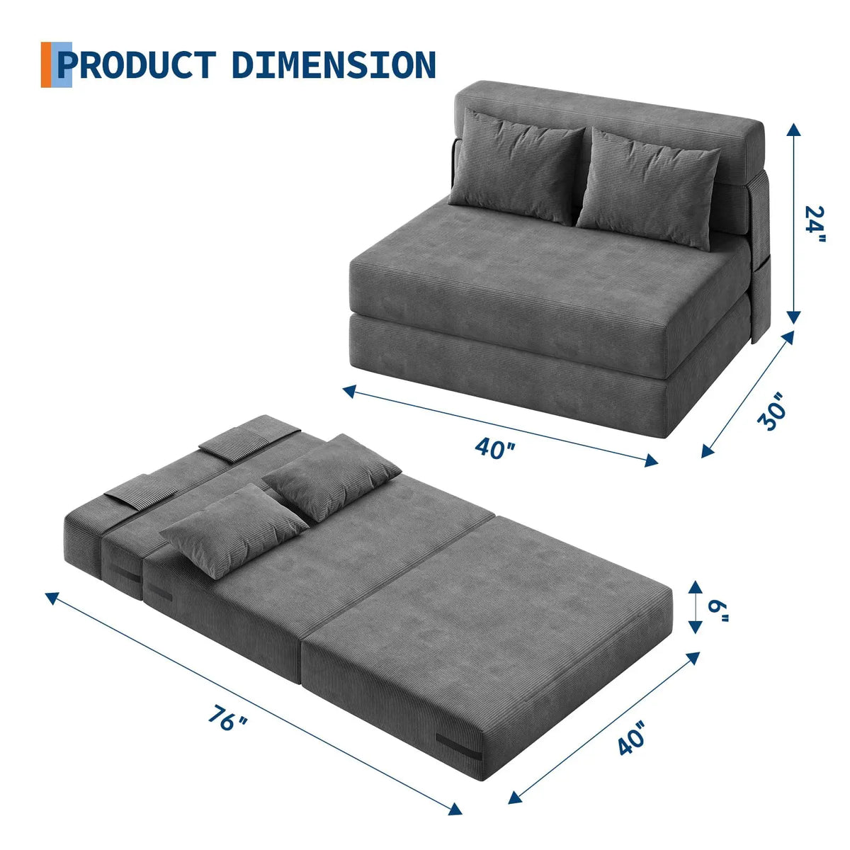 HobbyLane Folding Sofa Bed Convertible Sleeper Loveseat For Home