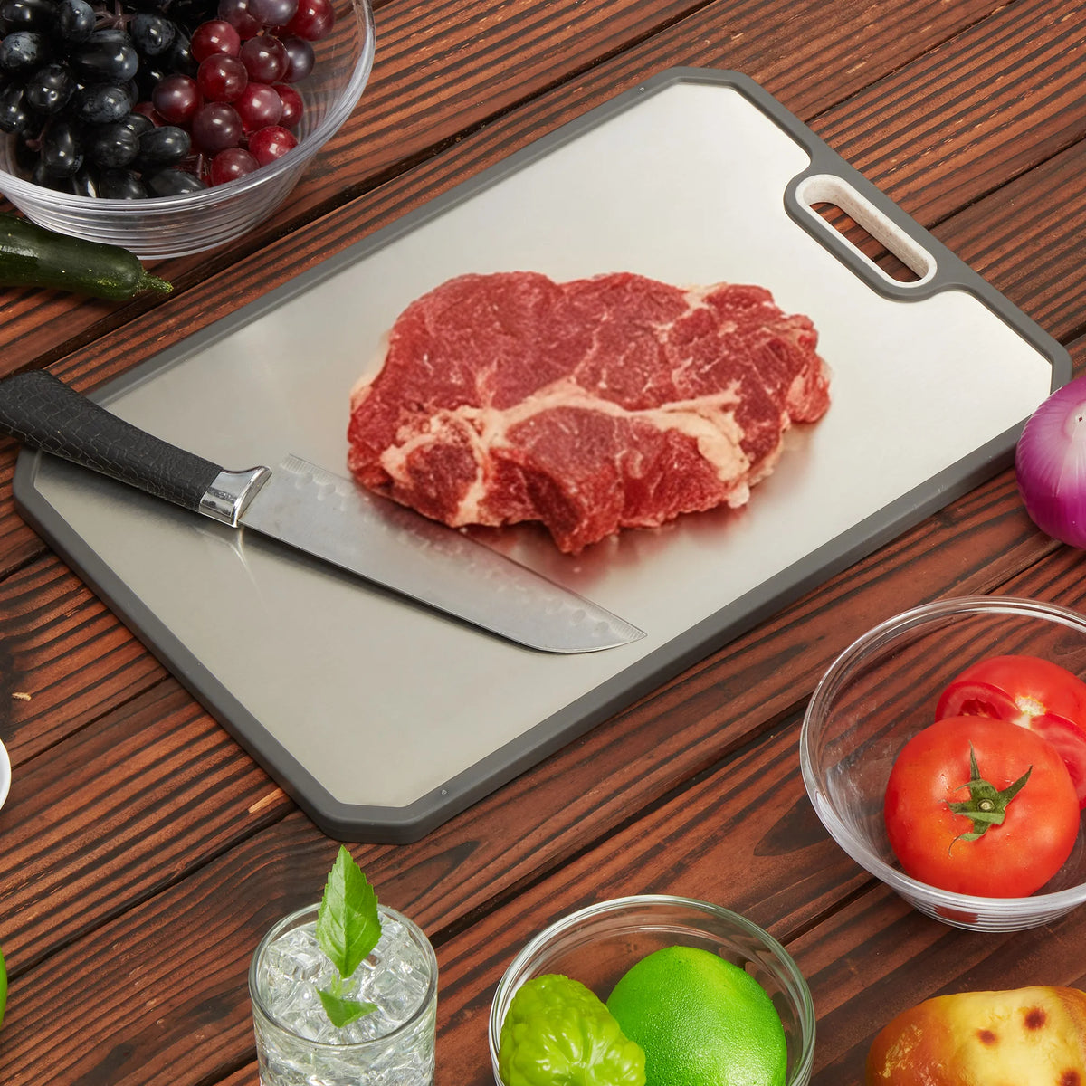 Double Sided Stainless Steel Cutting Board For Meat And Vegetables