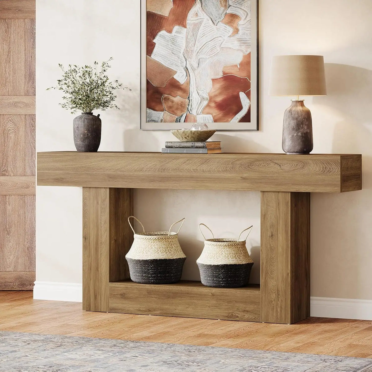 Tribesigns Farmhouse Console Table With Sturdy U Shaped Base