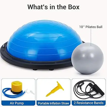 Half Balance Ball Trainer With Non Slip Base And Bands