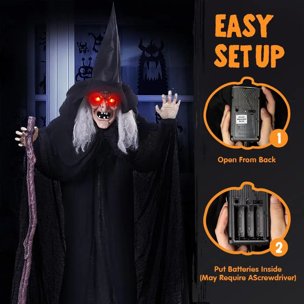 Joyfy Animated Witch Outdoor Halloween Decoration With Lights And Sounds
