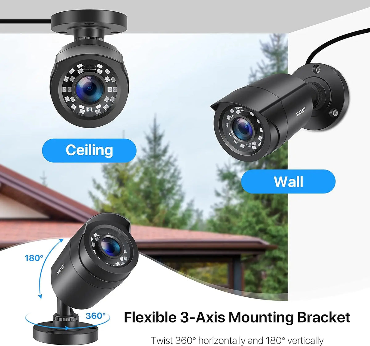 Zosi 1080P HD Bullet Security Cameras For Outdoor Surveillance