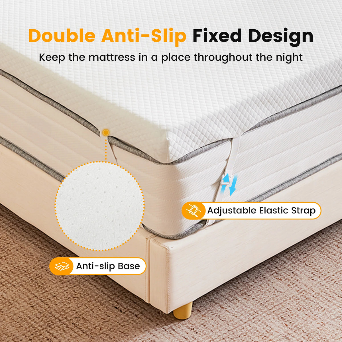JHK Premium Gel Memory Foam Cooling Mattress Topper